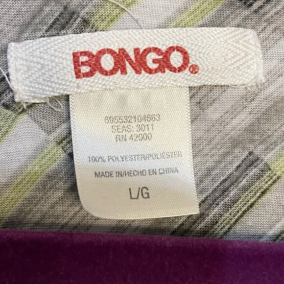 Bongo Button Up Shirt Women's Large Multicolor Geometric Pocket Roll Tab Sleeve - Picture 6 of 8